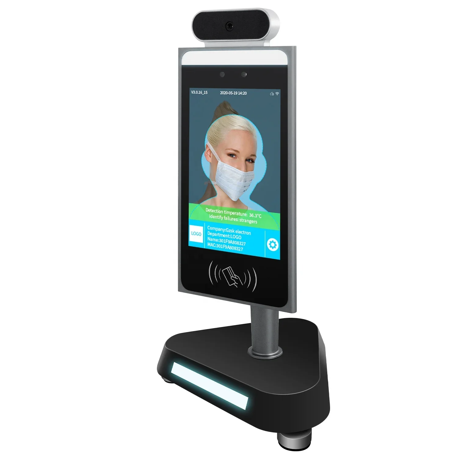 

Infra red human body temperature screening camera 8 inch facial recognition access control thermometer
