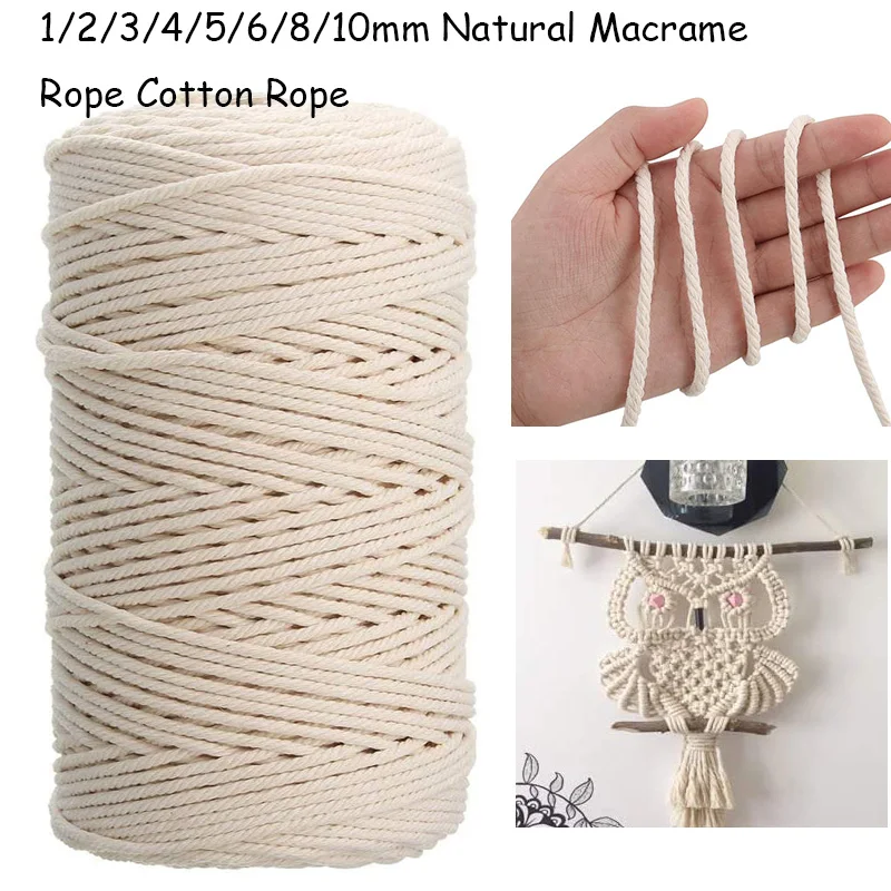 1/2/3/4/5/6/8/10mm corda intrecciata in cotone naturale corda macramè corda  intrecciata corda in cotone per decorazioni di nozze fatte a mano 2-100M