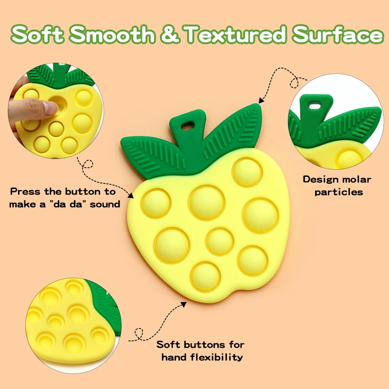Cute Apple Baby Silicone Teethers Food Grade Infant Nursing Teething Toys for Boys Girls Newborn Gift BPA Free Baby Accessories 4