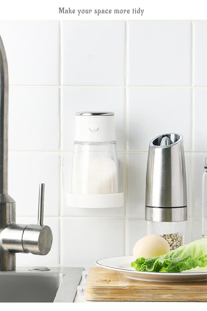 Description Picture 2 of itemSelf Adhesive Bottles Holder Tray Bathroom Storage Rack Wall Mounted Hand Soap Dispenser Tray Kitchen Spice Bottle Support