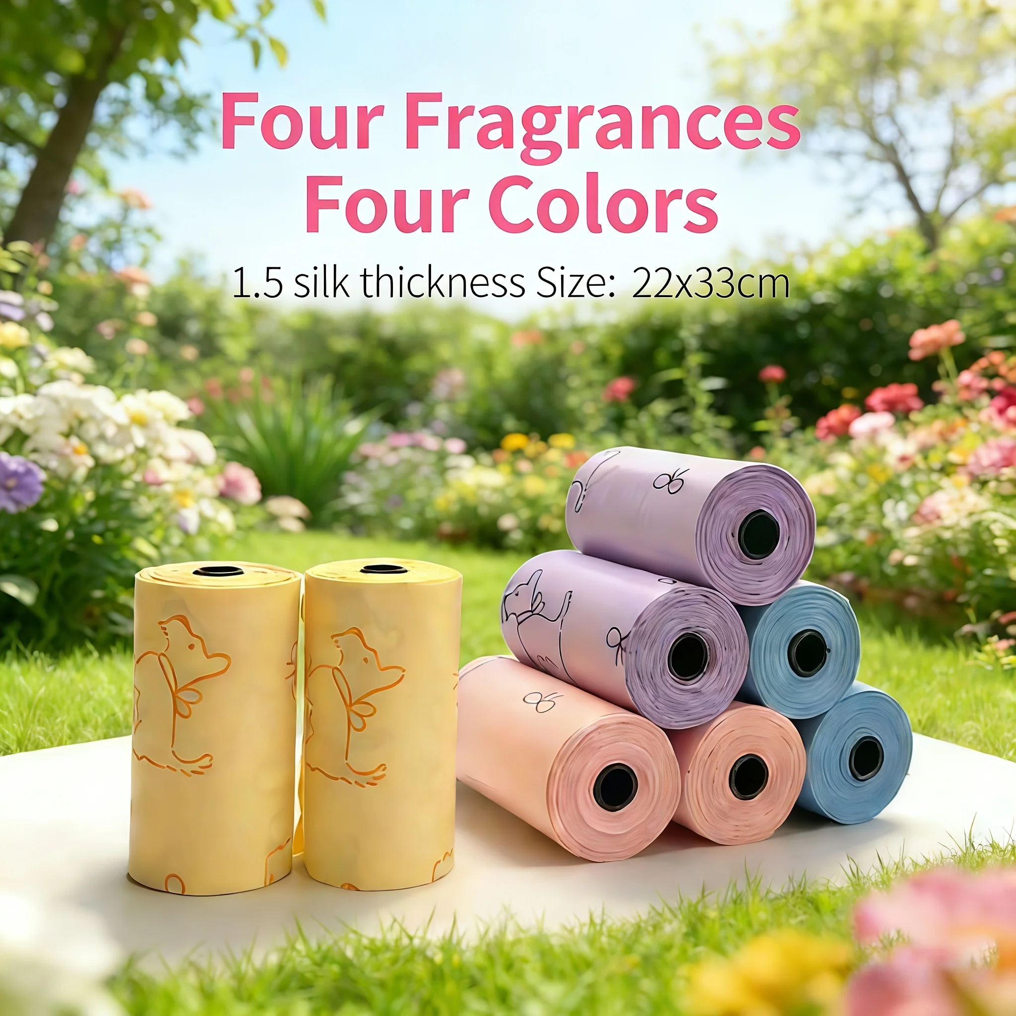 120 Count / 8 Rolls Macaron-Colored Pet Waste Bags | Thickened, Portable, Leak-Proof, Durable Diaper Bags - 6