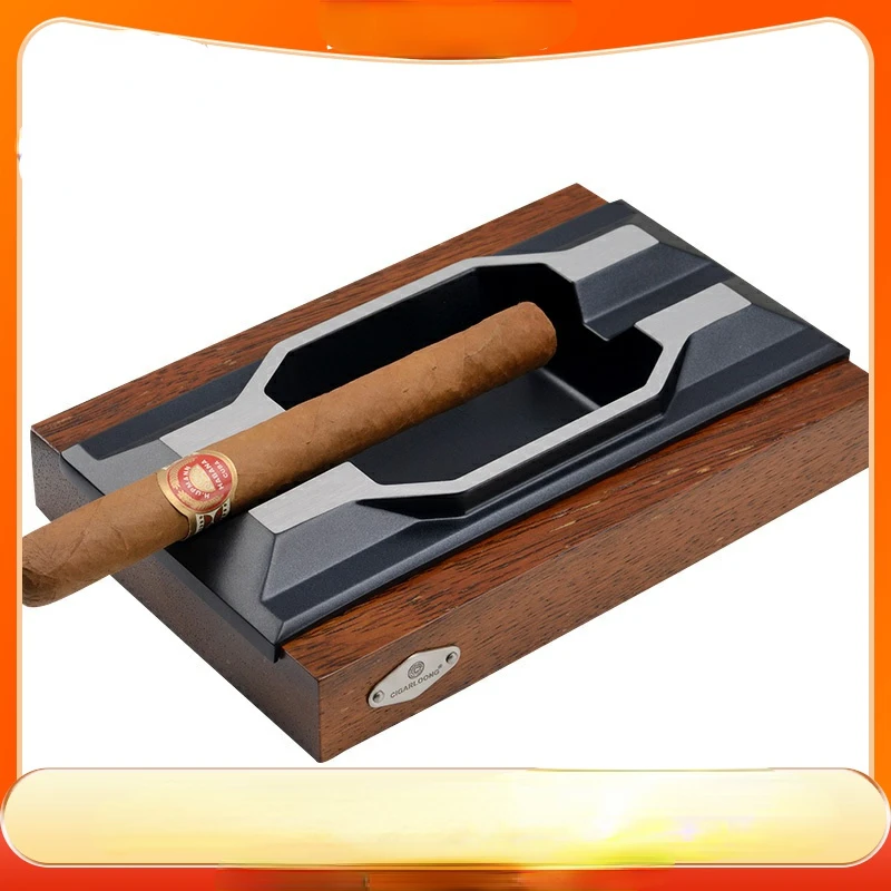 

CIGAR ASHTRAY metal large double slot ashtray solid wood creative personalized ashtray