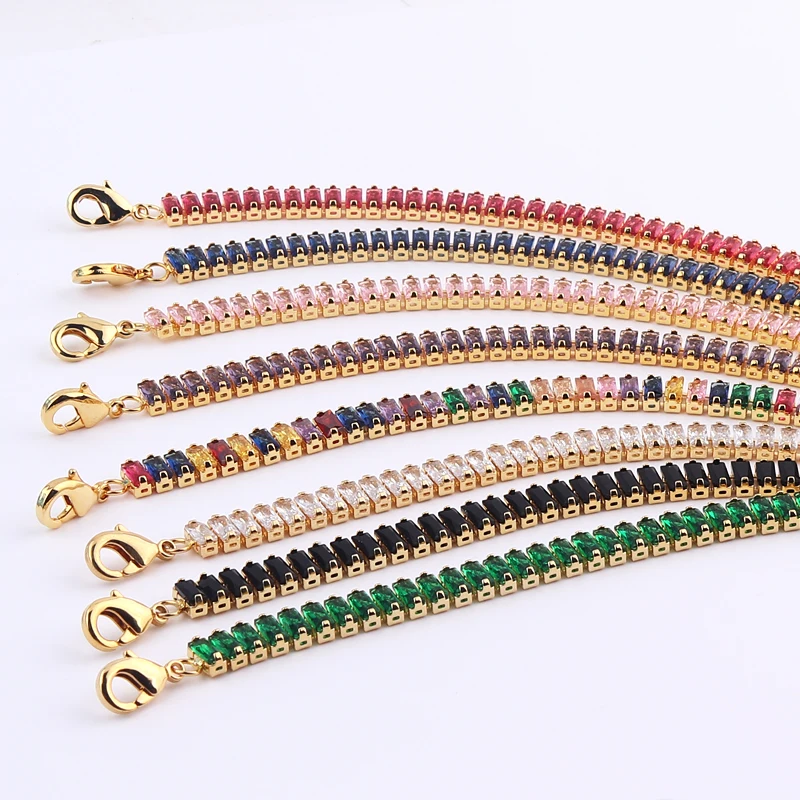 Mix Stil Bunte CZ Tennis Kette Halskette Regenbogen Kubikzircon Gold Halsband Kristall Halskette Für Frauen Collares Para Mujer – Detail 1