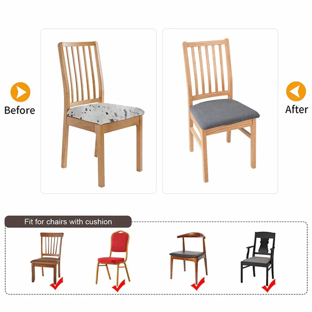 Durable Knitted Twill Fabric Chair Cushion Cover - Breathable & Stretchable Universal Dining Chair Protector