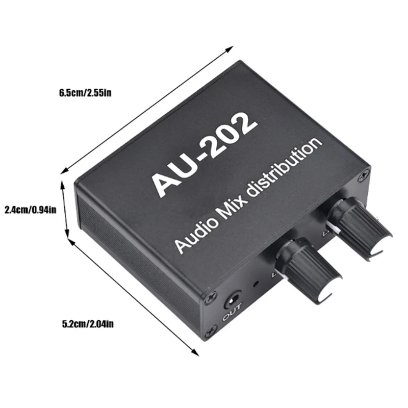 Excellent-AU-202 2 입력 2 출력 스테레오 믹서 헤드폰용 오디오 분배기 외부 전원 앰프 볼륨 독립 제어