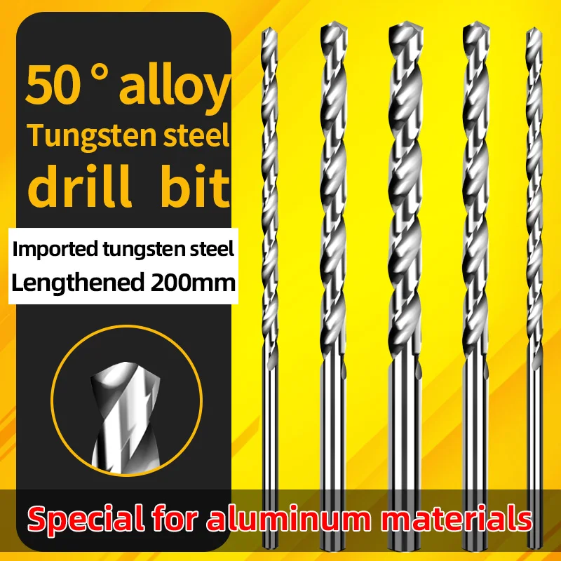 

HRC50 ° Tungsten Steel Drill Bit , Imported Superhard Material Lengthened 200mm Aluminum Alloy Special 2-20mm