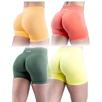 Ignite Shorts with Logo 4.5'' Low Waist Seamless Yoga Shorts Scrunch Bum Gym Shorts Workout Biker Short Stretch Fitness Short 1