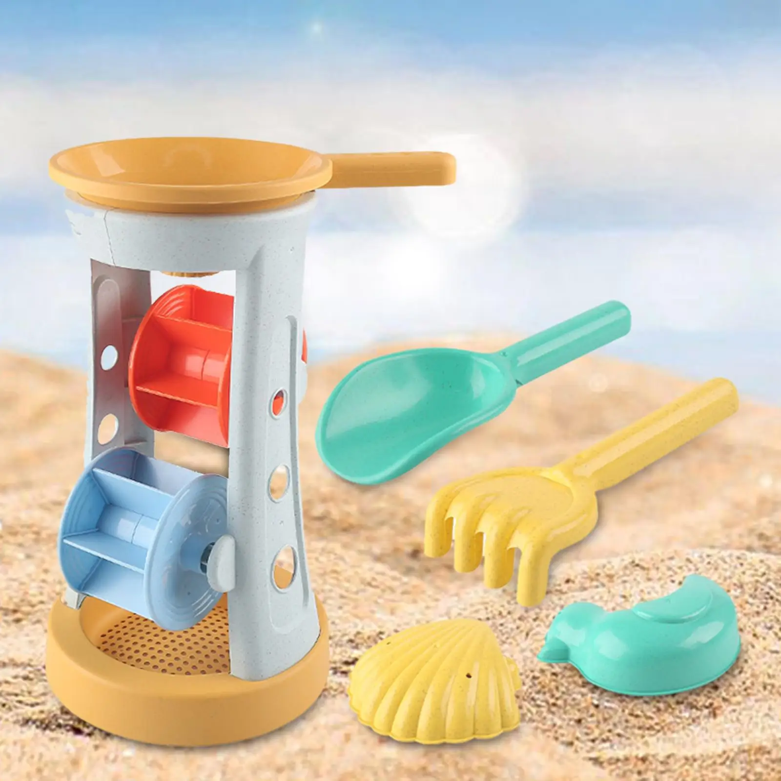 5Pcs Beach Sand Toy Beach Sand Sifter Toy for Backyard Birthday Bathtime Toy