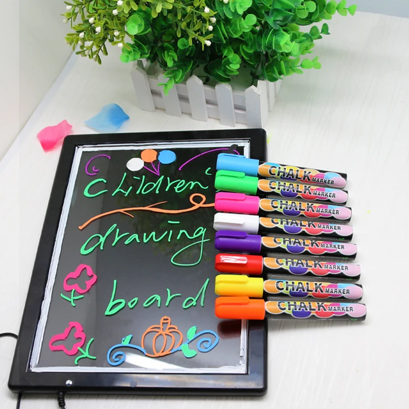 8/12 Colors/set Liquid Chalk Marker Neon Window Paint Markers for Glass  Washable Glass Pen School Teaching Tools Office Material