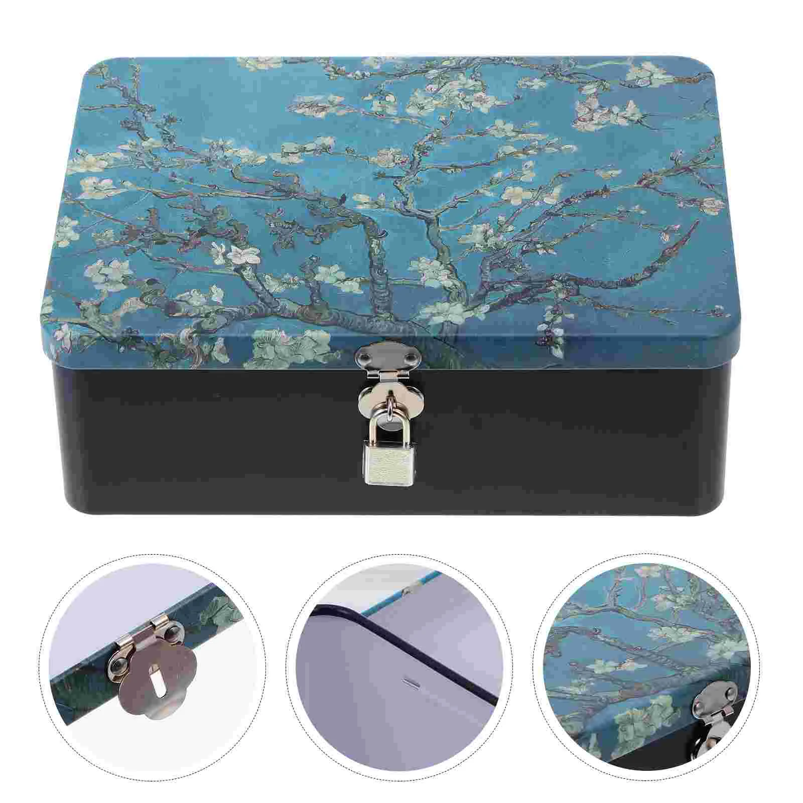 

Tinplate Box with Lock Retro Style Case for Gift Packaging Storage Container Decor