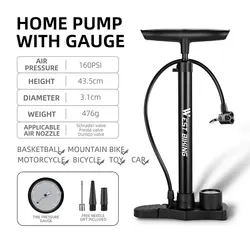 Compact Stainless Steel High-Pressure Bike Pump with Dual Valve System (0711142Black)