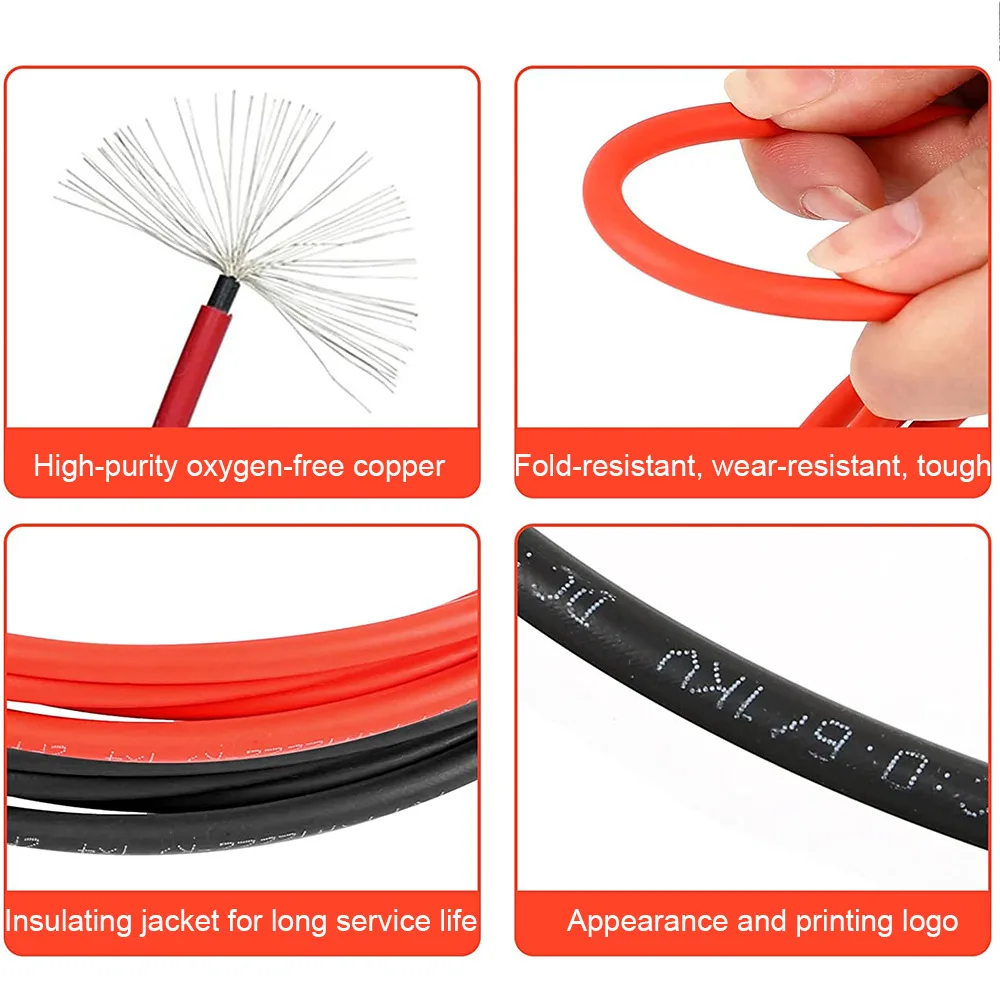 PowMr Black Red 3M 5M 7M 10M 15M 30M Solar Photovoltaic Line 6mm2 10AWG PV Cable with Connectors Solar System PV Extensions Wire 3