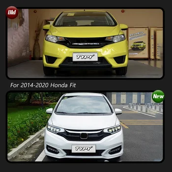 TYPY New LED Head Lamp Upgrade Modified For Honda Fit Jazz GK5 Headlights 2014-2020 Dynamic Signal Head Lamp Auto Accessories