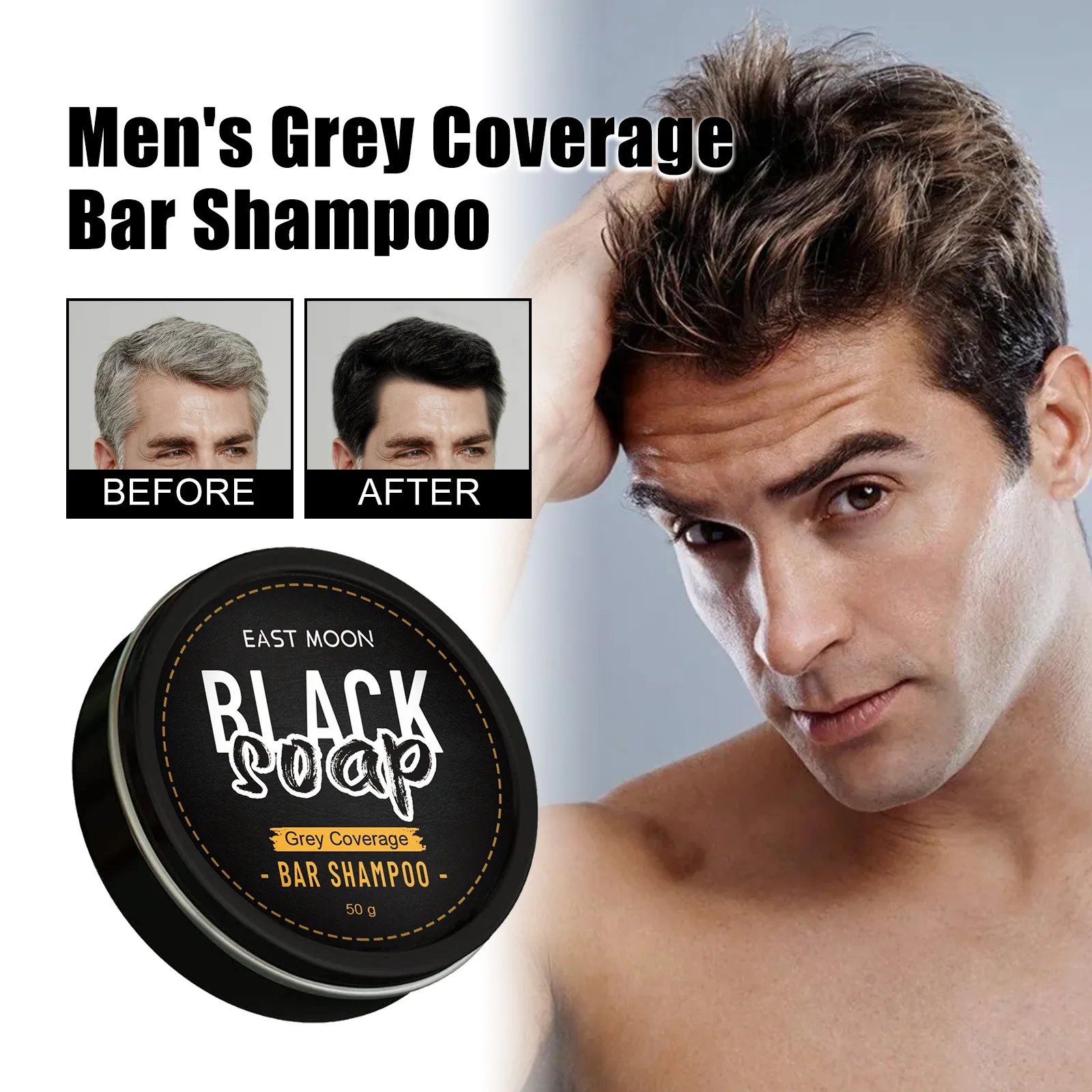 

Polygonum Hair Darkening Shampoo Soap Men's Grey Hair Cover Shiny Repair Deep Cleaning Shampoo Repair Gray White Hair