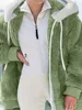 Women's Jacket Plush Zipper Pocket Hooded Long Sleeve Solid Fur Casual Loose Warm Winter Ladies Coats 2024 Fashion Thick Clothes 5