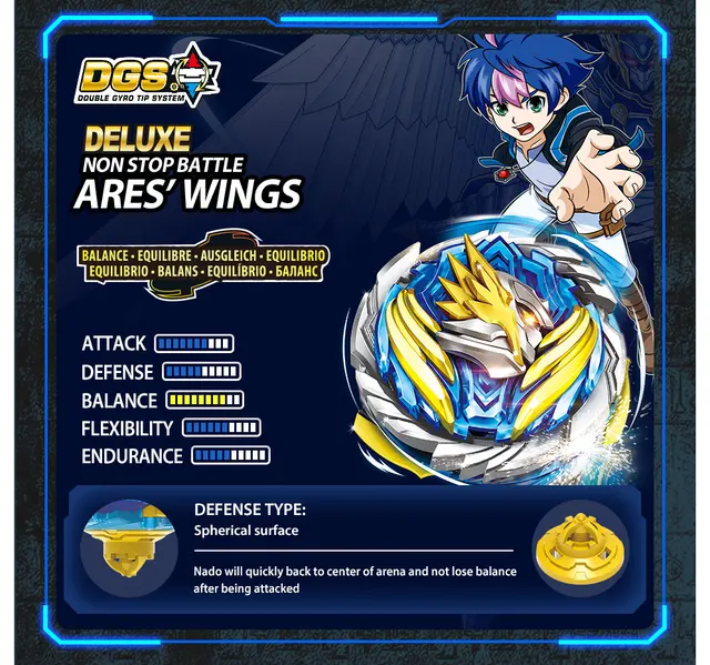 Toupie Infinity Nado V Non-Stop Battle Deluxe - Ares Wings au meilleur prix