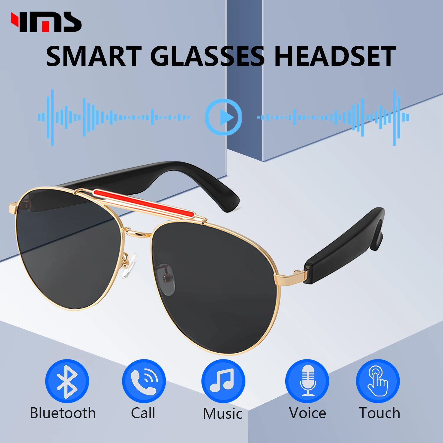 Smart Wireless Bluetooth Sunglasses Headset Outdoor Sports Calling Music Playing 