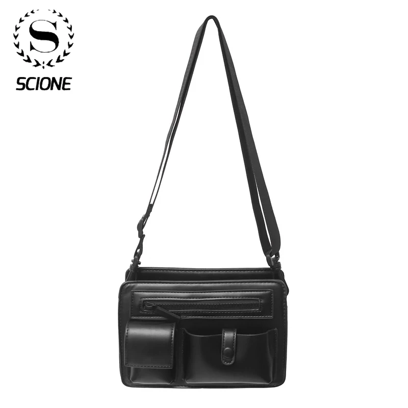 

SCIONE Casual Fashion Crossbody Bags Leather Men Handbags Black Trend All-match Male Shoulder Pack K482