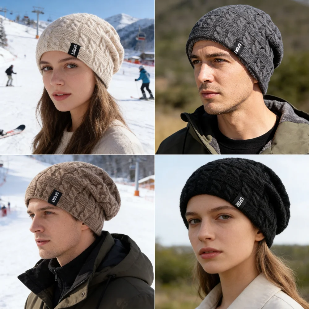 Hot Sale Unisex Winter Beanie Hat Classic Sports Label Knit Hat For Men Women Casual Chic Winter Hat
