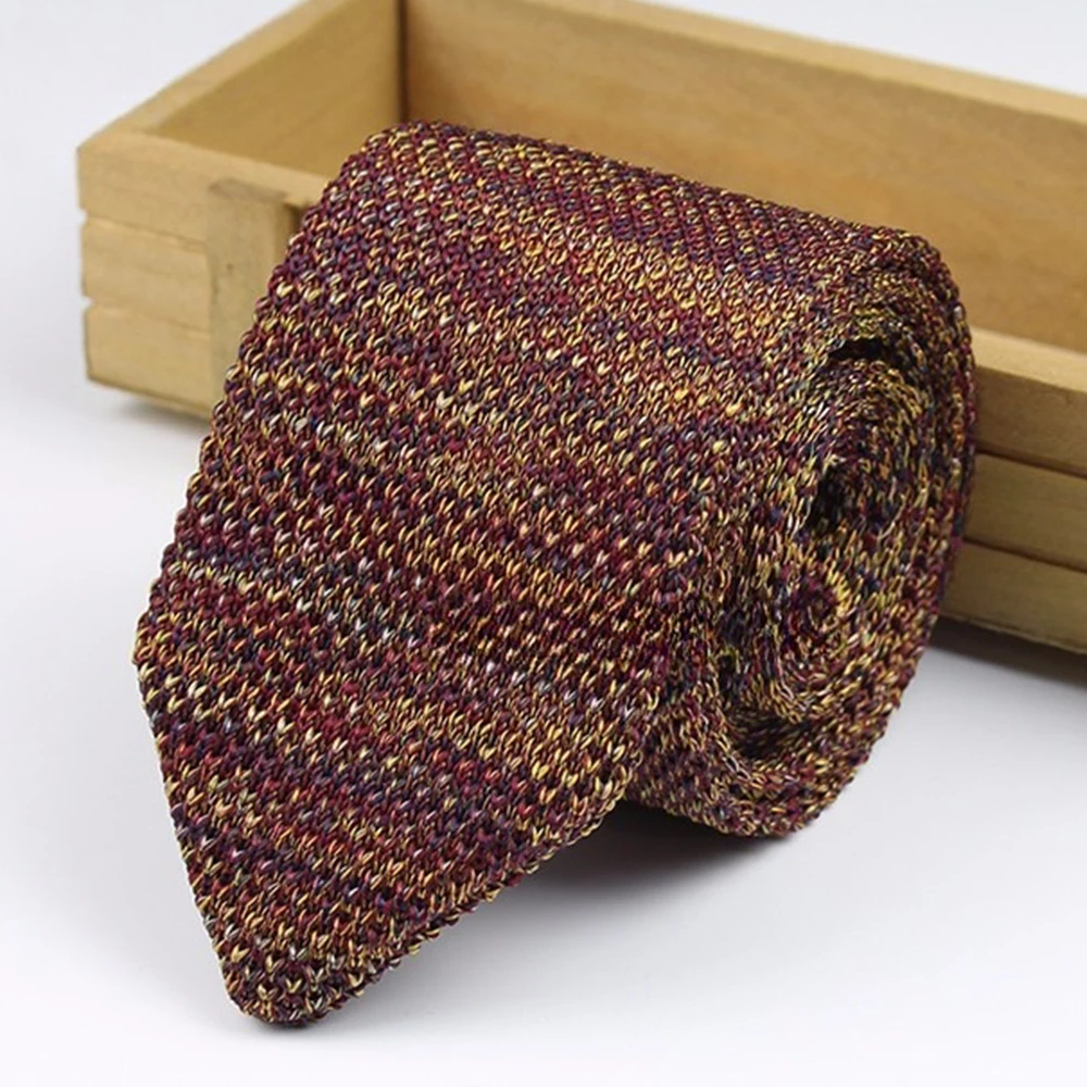 Gradient Knitted Tie - Mens Solid Color Slim Necktie