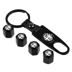 Elegant 4PCS Car Tire Valve Caps with Keychain Decoration - Premium Auto Accessories Collection (B - Black)