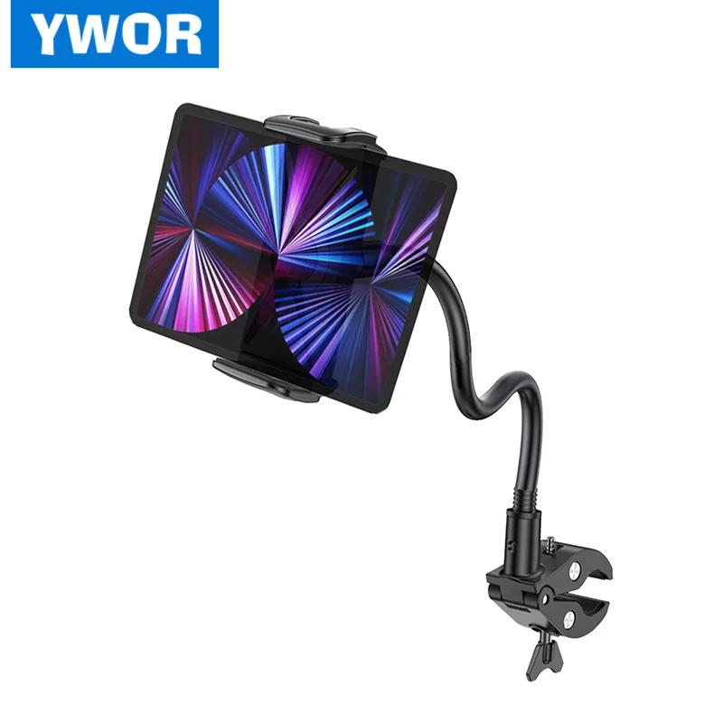 Support de tablette à col de cygne réglable YWOR pour le cyclisme en salle, le tapis roulant et l'elliptique - Compatible avec Peloton, support pour iPad pour Ex