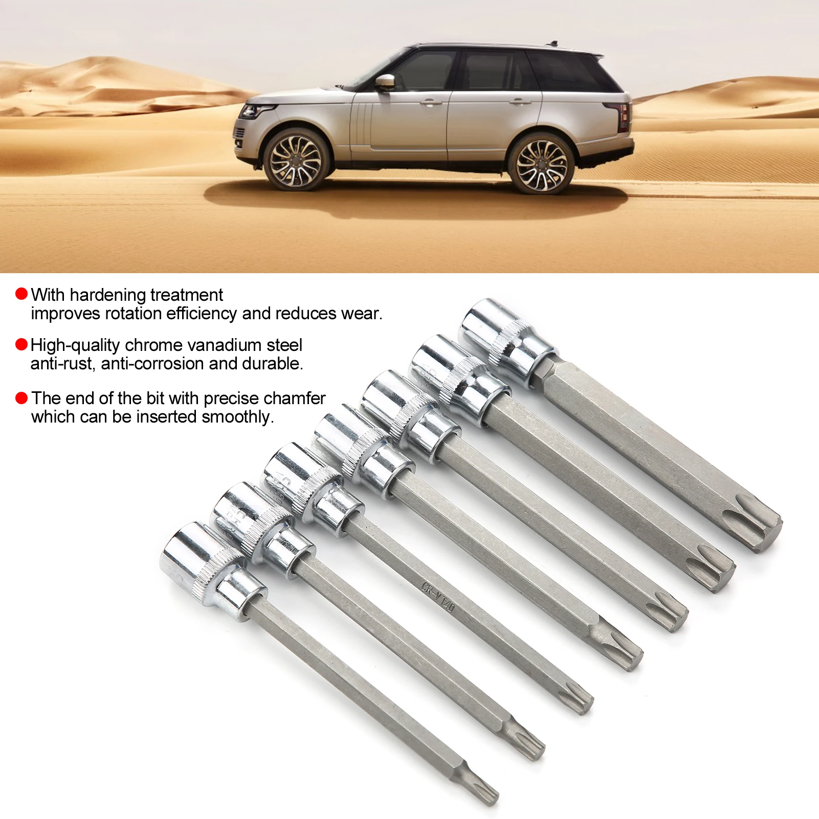엑스트라 롱 스타 육각 비트 소켓 키트, T25-60 3/8 인치 스퀘어 드라이브, 자동차 수리용 도구 상자 포함, 세트당 7 개