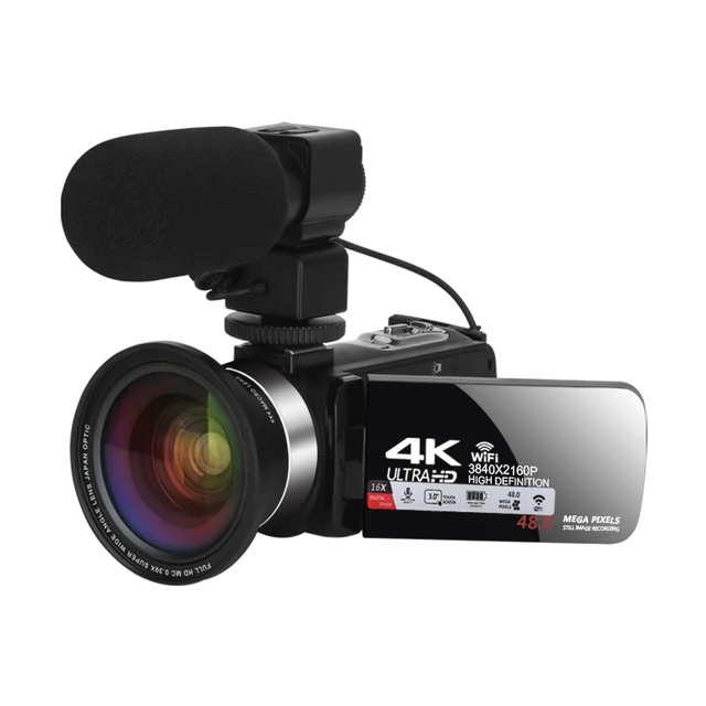 UHD 4K 브이로그 비디오 카메라, 유튜브 틱톡 와이파이 라이브 스트리밍 웹캠, 야외 디지털 캠코더, 휴대용 블로거 레코더, 18X
