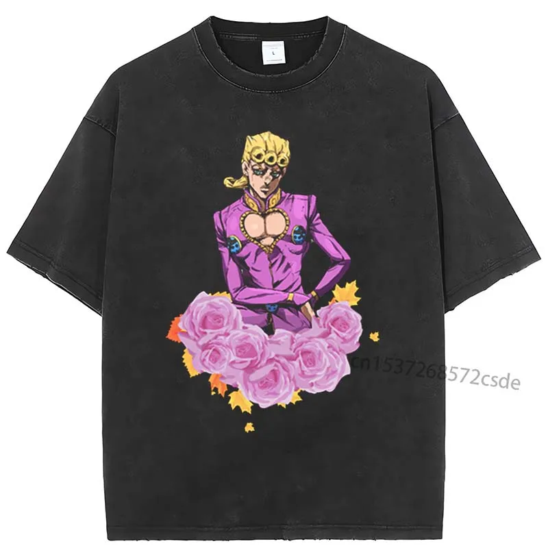 

Jojo Giorno Giovanna JoJo's Bizarre Adventure Aesthetic Tumblr Vintage Men Casual Boyfriend Gift T Shirt T Shirt Japanese