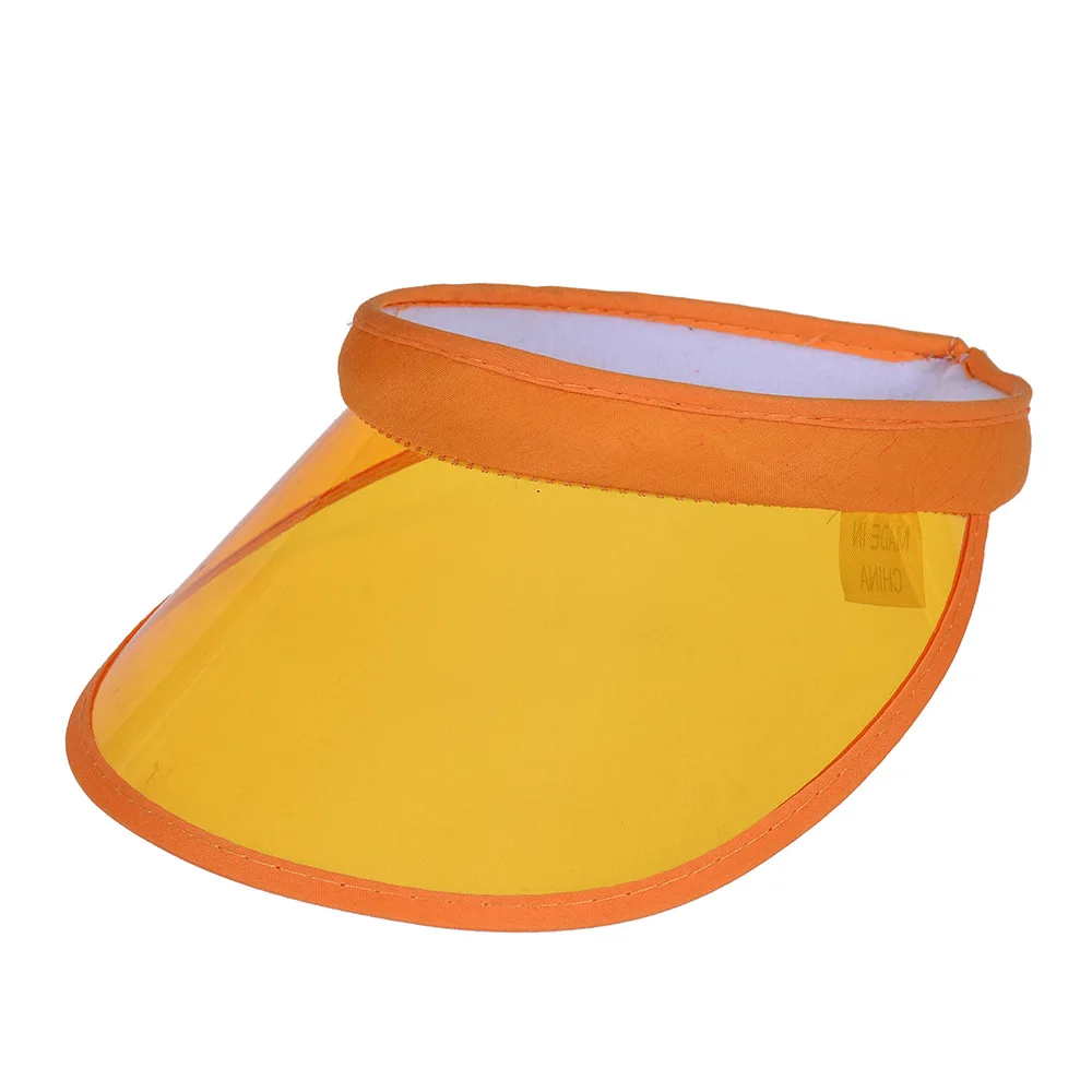 Sun Hat Summer Anti-Uv Empty Top Sun Hat for Women Men Transparent Plastic PVC Visor Cap Outdoor Sport Candy Color Sunshade Golf Cap