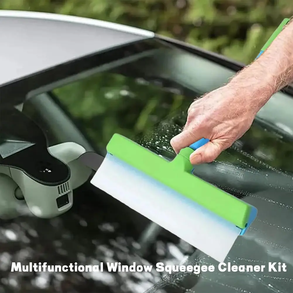 Window Squeegee Recyclable Silicone Window Cleaning Scraper Kit for Shower Glass Doors Mirrors Car Windows and Home Accessories