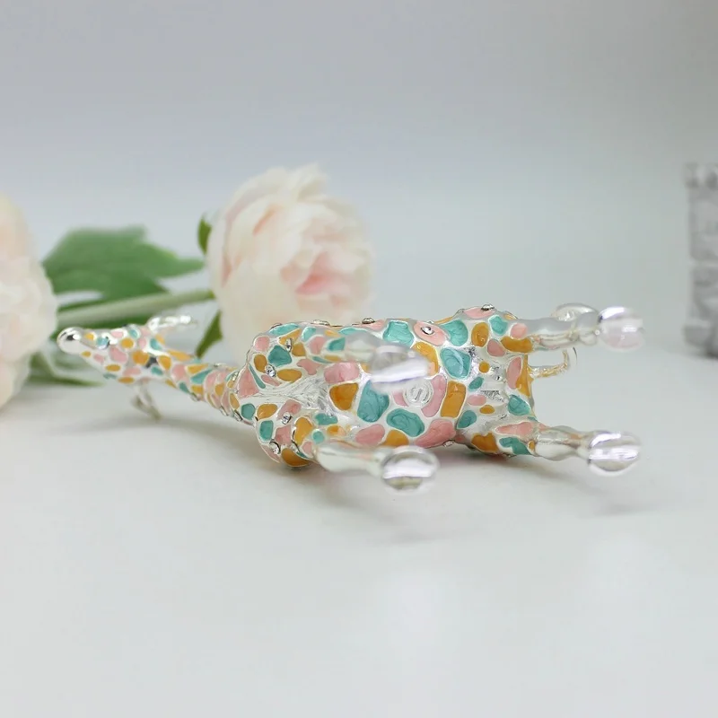 SHINNYGIFTS Handgefertigte Zinn-Emaille Giraffen-Schmuckbox Ornament Tischdekoration Box – Detail 6