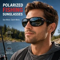 Lunettes de soleil polarisées pour la pêche, pour hommes, avec coussinets latéraux en mousse souple antichoc, anti-reflets, UV400, pour le cyclisme, la conduite et les sports de plein air 1