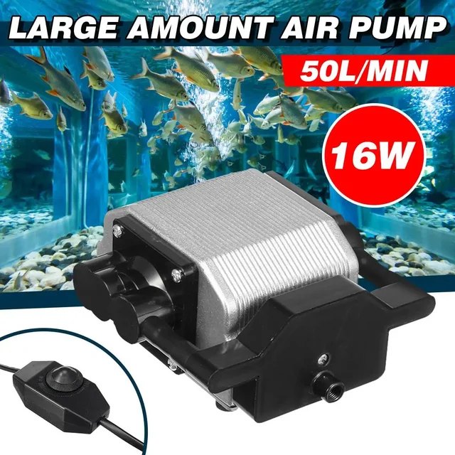 50L/min 16w พลังงานสูงที่มีประสิทธิภาพคอมเพรสเซอร์ Aquarium เพิ่มออกซิเจน Air ปั๊ม 1800L/H 40db Ultra Silence สําหรับถังปลา Ponds 1