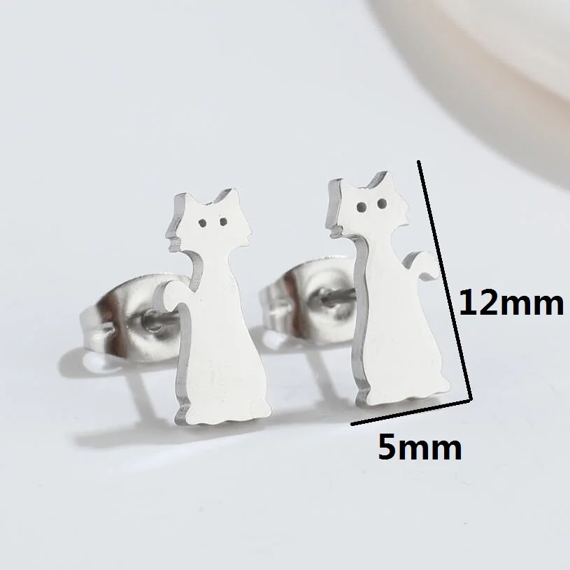 Tragus Edelstahl Piercing Ohrringe Für Frauen Niedlichen Tier Katze Stud Ohrringe Weiblichen Minimalistischen Schmuck Pendientes Mujer – Detail 2