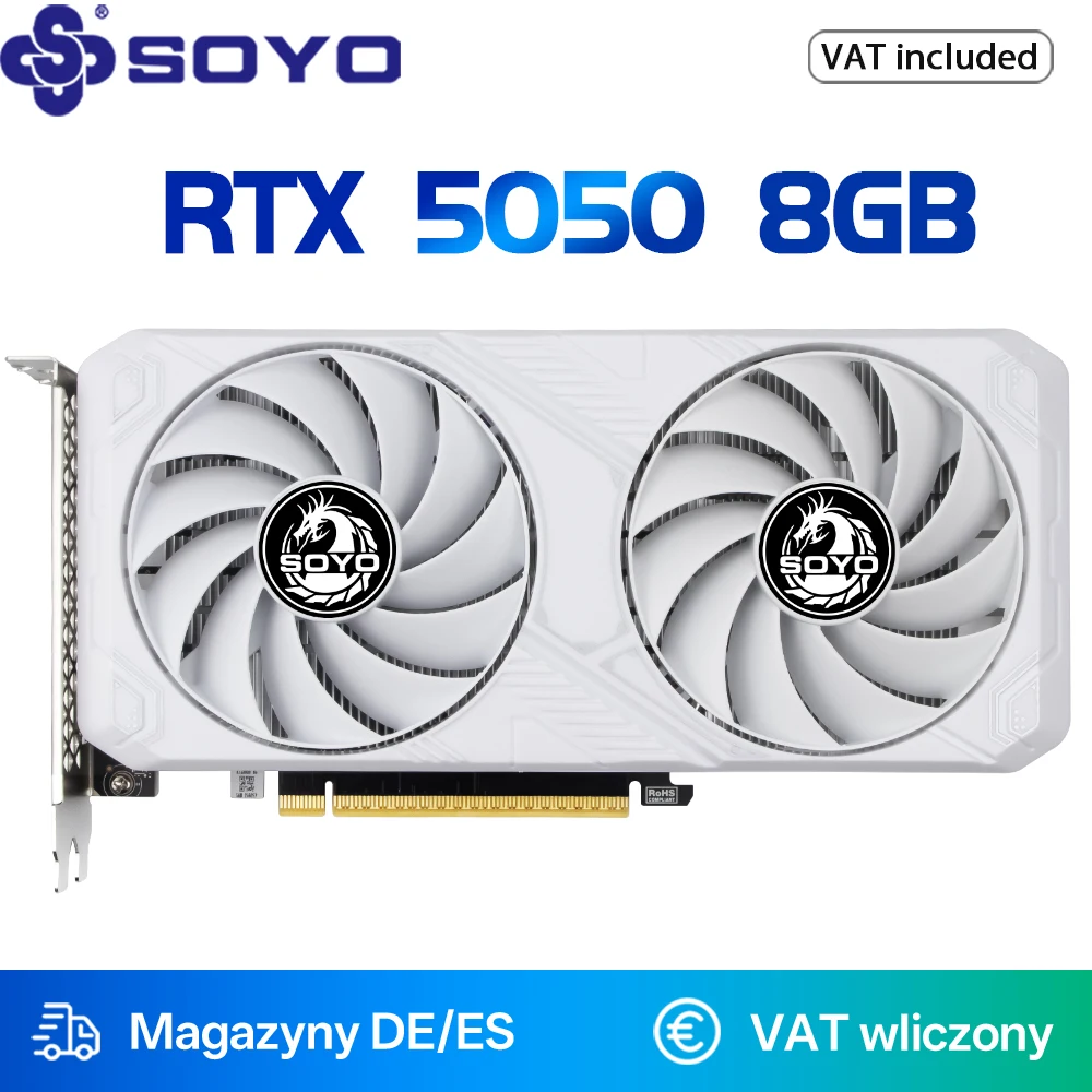 Tarjetas gráficas SOYO RTX 5050 8G GDDR6 128Bit GPU NVIDIA PC componentes de ordenador PCIE X16 5,0 tarjeta de vídeo para juegos RTX5050 nuevo