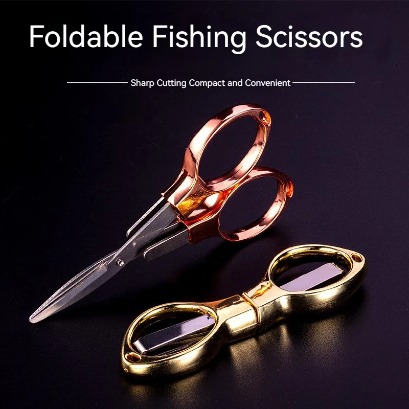 

Portable Folding Scissors Carbon Steel Fishing Line Cutting Tools Mini Tackle Supplies Multifunctional Needlework Scissors