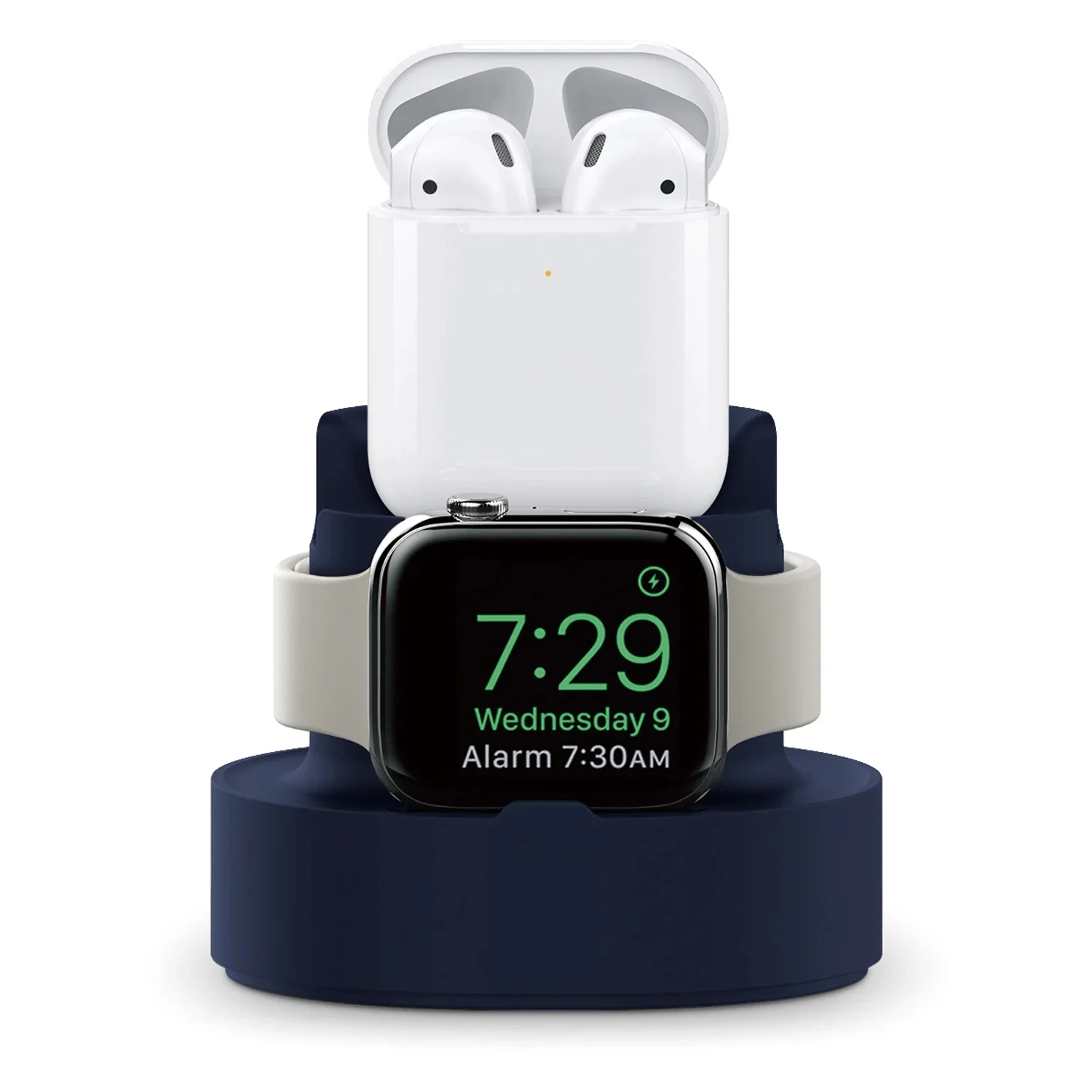 New Upgraded 2-in-1 Silicone Stand for Apple Watch iphone for Airpods Charging Base iwatch Night Dock Ultra 49mm Seires 8 7
