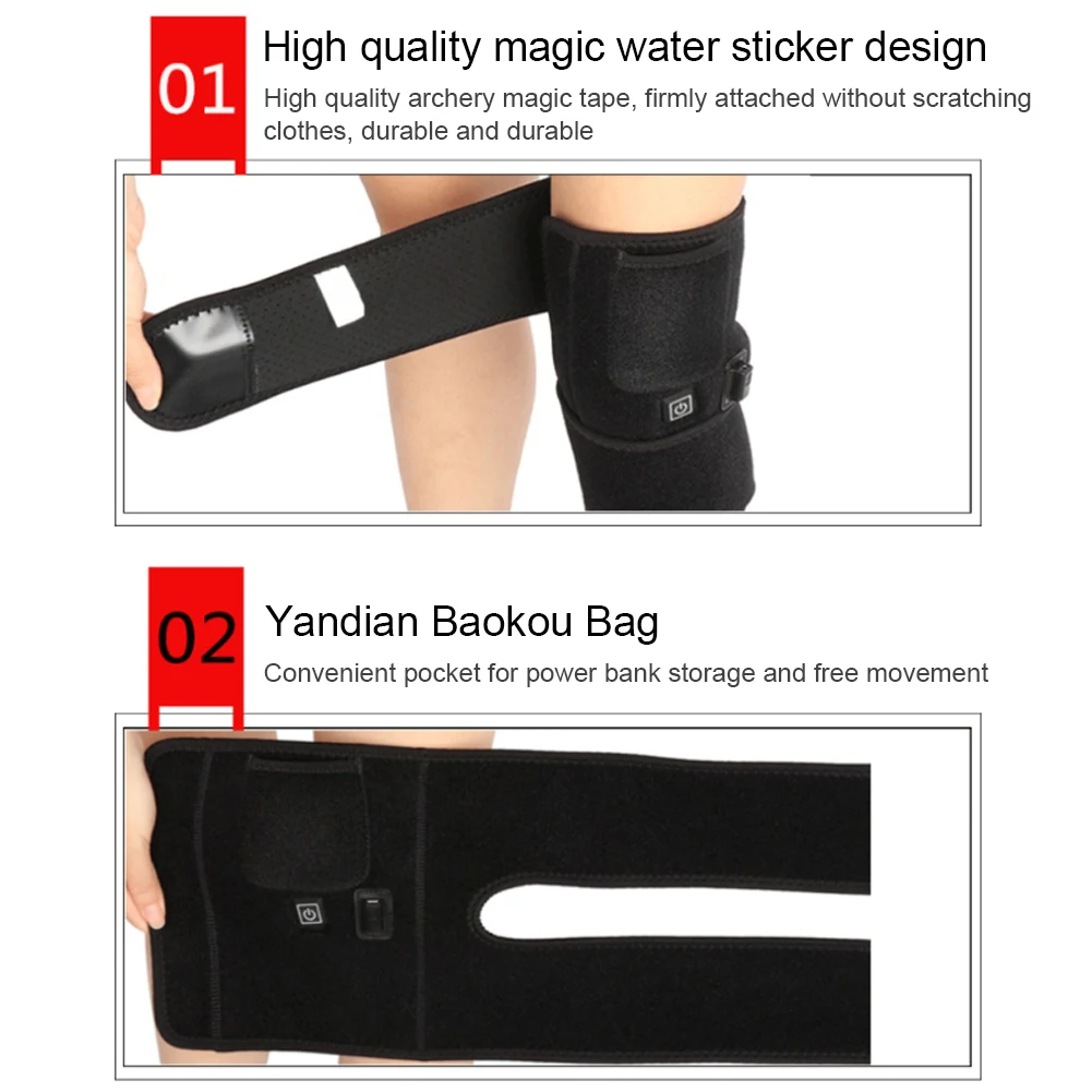 Electric Leg Heating Knee Pad 5V USB/Type-C Charging Heated Knee Brace 3 Heat Levels for Joint Pain Relief knee pad knee brace