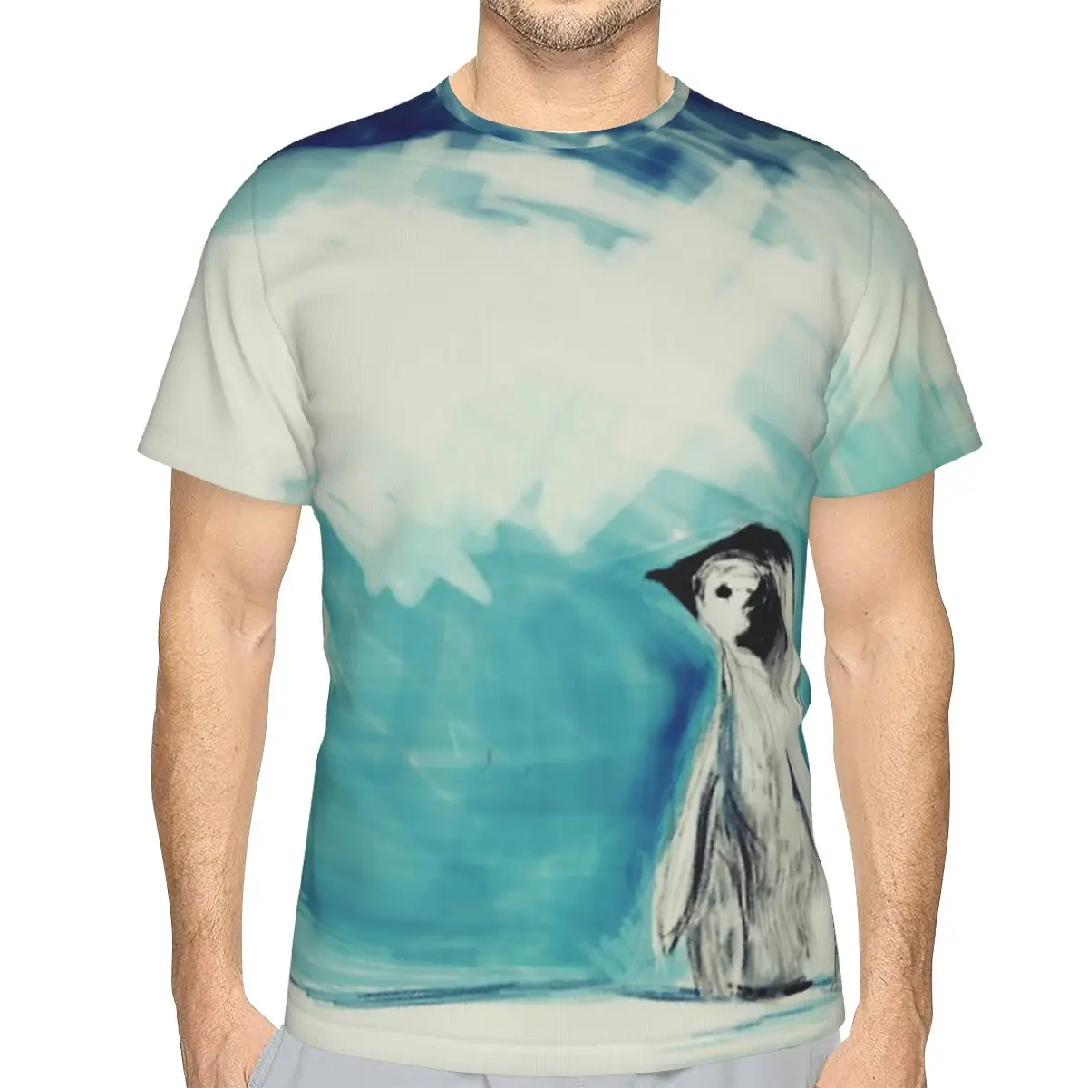 

Baby Penguin Painting Special Polyester TShirt Animals Art Top Quality New Design Thin T Shirt Short Sleeve