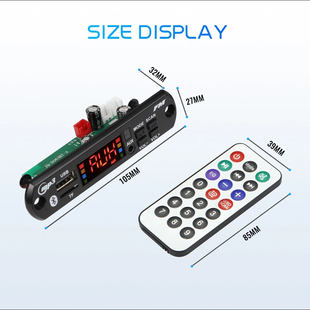 80W Amplifier MP3 Decoder board 2x40W Bluetooth 5.0 Wireless Handsfree Call Recording Car Interior Music Subwoofer Speakers car music player,car multimedia player,car radio player,car radio