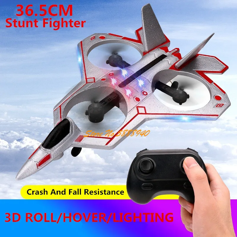 

Simulation F22 Sky Stunt RC Plane Model 2.4G 36.5CM Big EPP Material LED Lighting Headless Model Radio Control Fighter Kids Toy