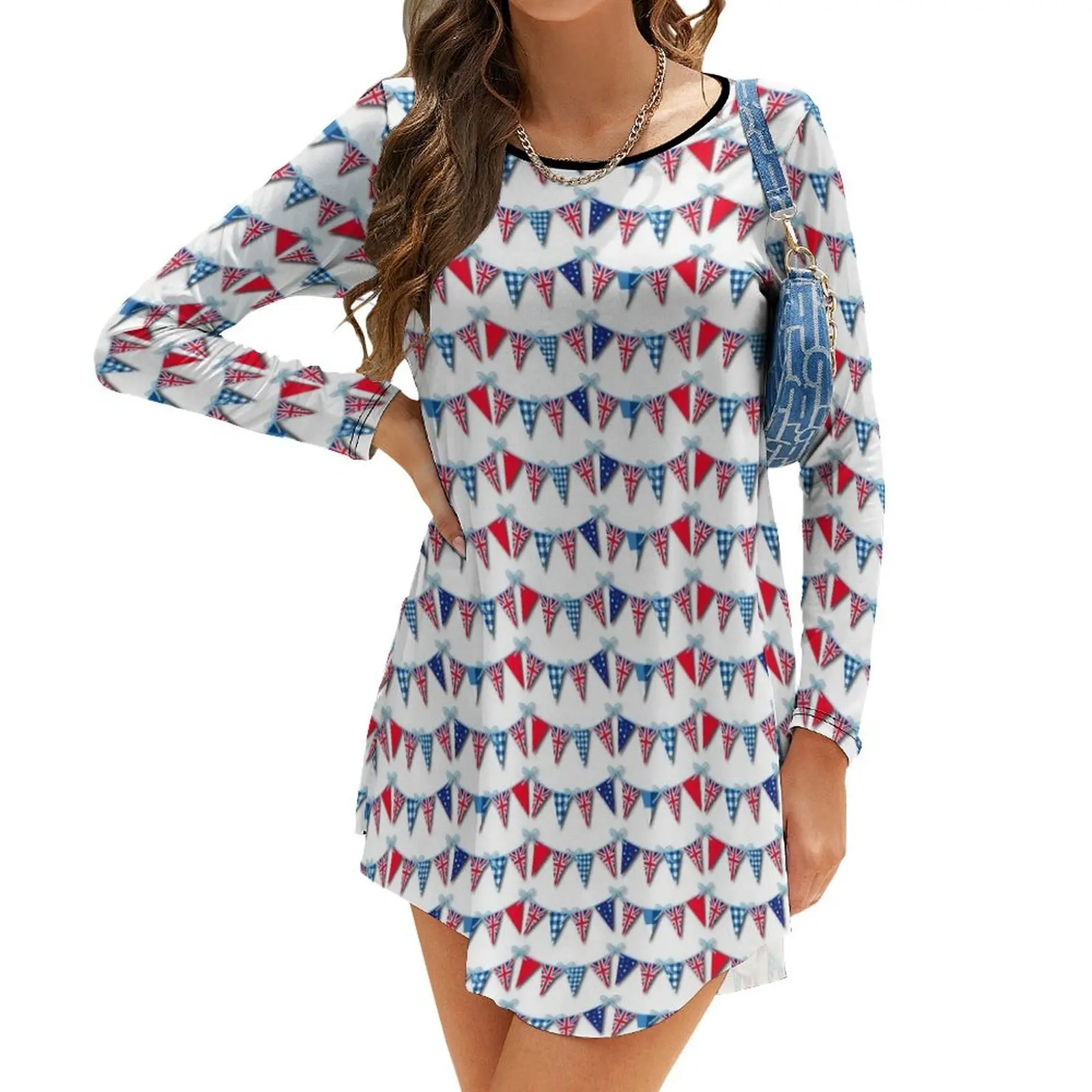 

Union Jack Bunting (white) Long-Sleeve Dress ceremony dresses evening dress woman cute dress