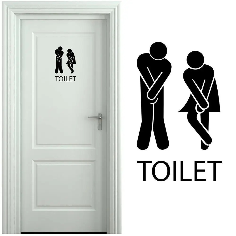 

Funny Women Men Self Adhesive Removable Sticker Door Sticker Men Removable Wall Decor Toilet Women Sign Door Self-Adhesive
