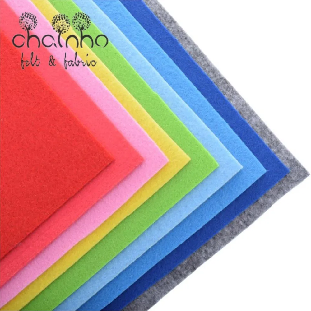 Chainho,Polyester Nonwoven Felt Fabric,Thickness 2mm,DIY Sewing Material Dolls/Toys/Crafts ,Solid Color Series,9 Pieces,30x30cm