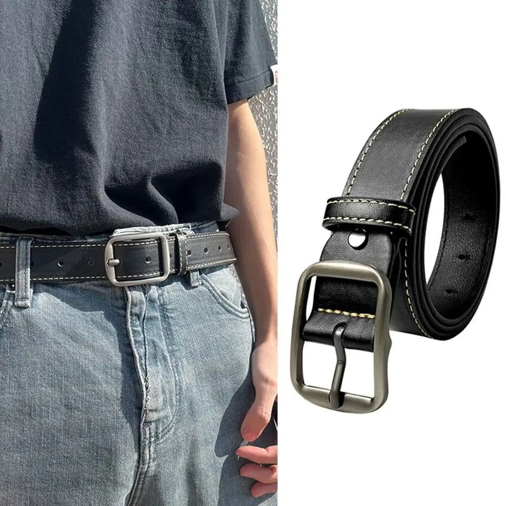 Chic Luxury Black Leather Pin Buckle Belt