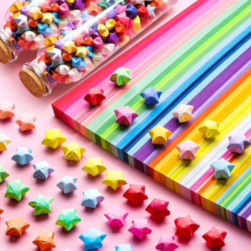 400 Strisce Di Carta Per Origami A Stelle | Fogli Colorati Doppia Faccia Per Decorazioni Fai Da Te E Portafortuna