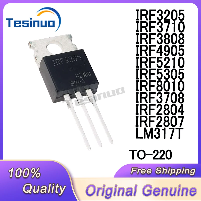 Reland Sun 10 Pezzi IRF3808PBF TO-220 - Transistor MOSFET Per Elettronica E Fai Da Te