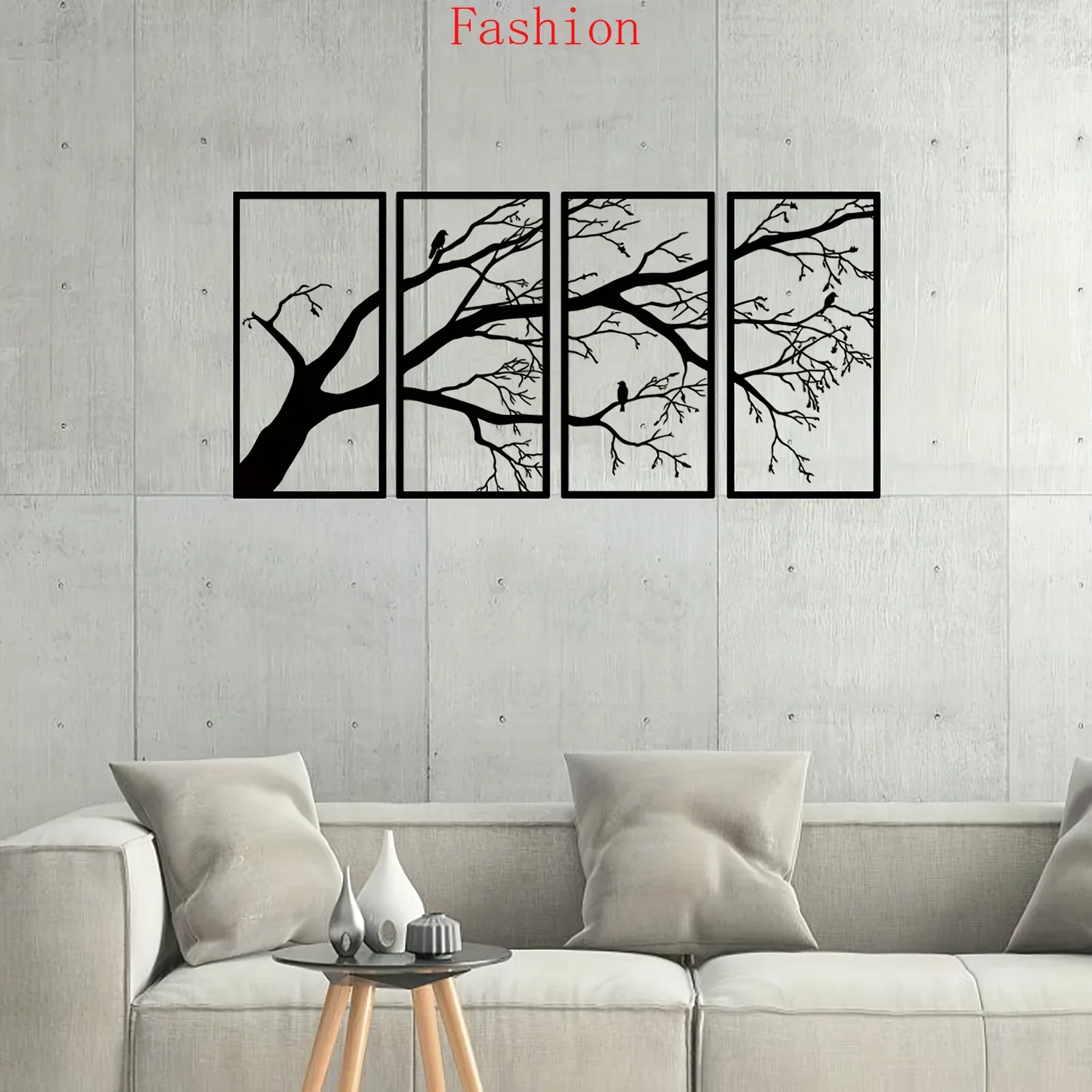 

4 Pcs Stunning Tree of Life Metal Wall Hanging Art - Black Branch Wall Decor for Indoor/Outdoor Decor Perfect Housewarming Gift