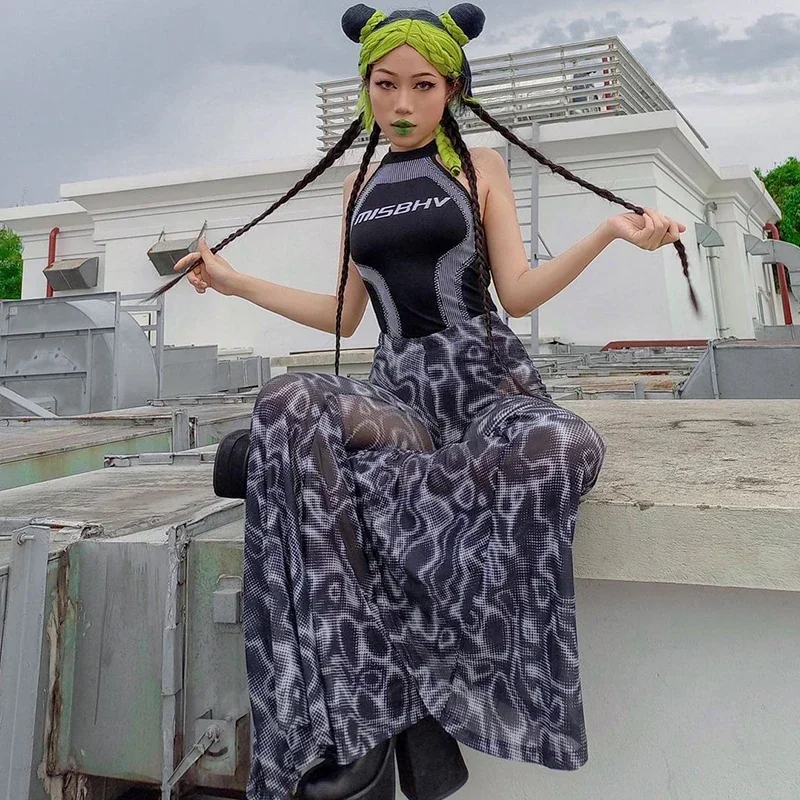 2024 New  Balck Mesh Water Ripples Floral-Print Casual Pants for Women High Waist See Through Flared Trousers  Streetwear Women